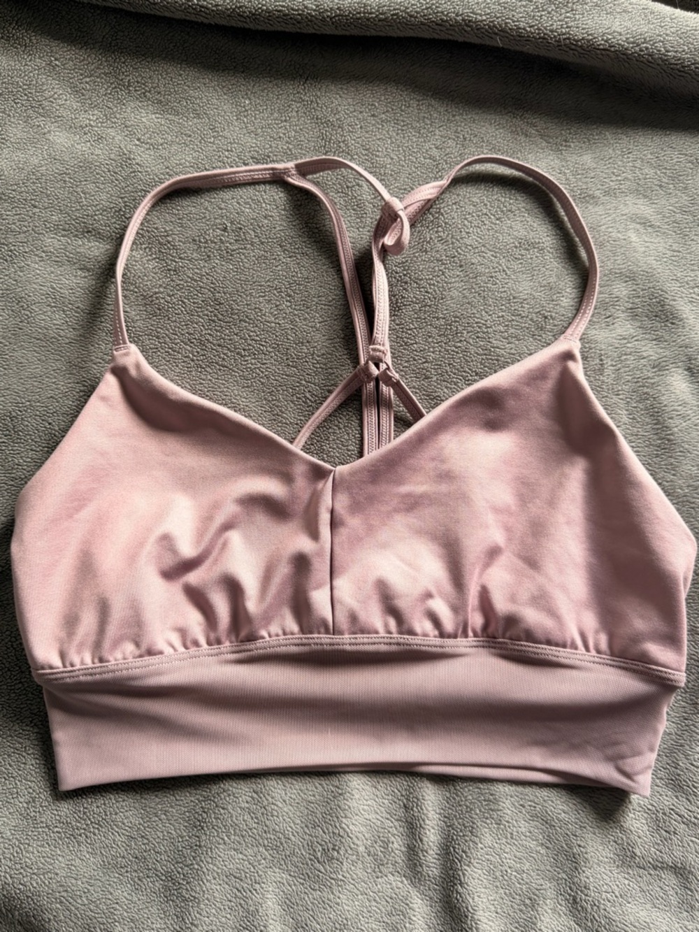 Alo Strappy Light Pink Bralette Sports Bra with Mesh Band medium